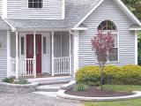 front walkway with beds outlined in block